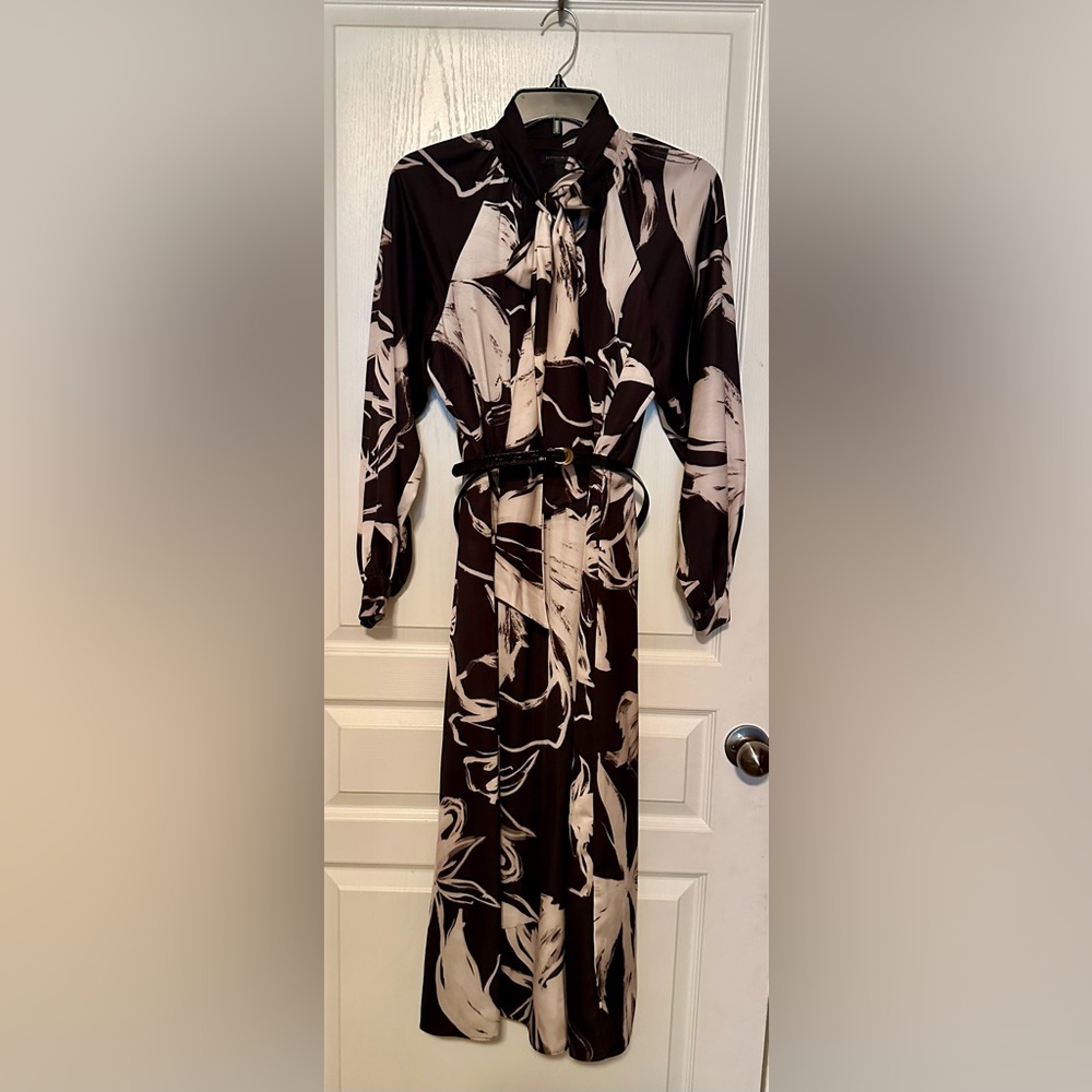 Chic Black and Cream Patterned Dress